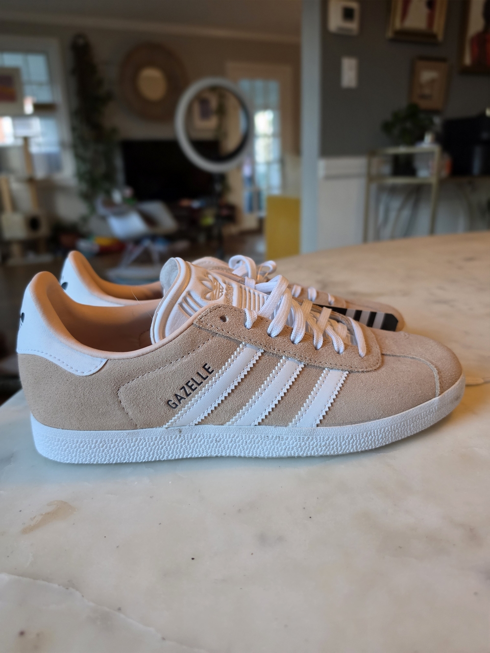 Adidas Gazelle Suede Sneakers in Cream & White Size 7 - Picture 3 of 9